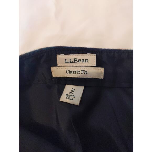 L.L.Bean Women's 16 Navy Blackwatch Plaid Wool Skirt Classic Fit - Picture 5 of 11
